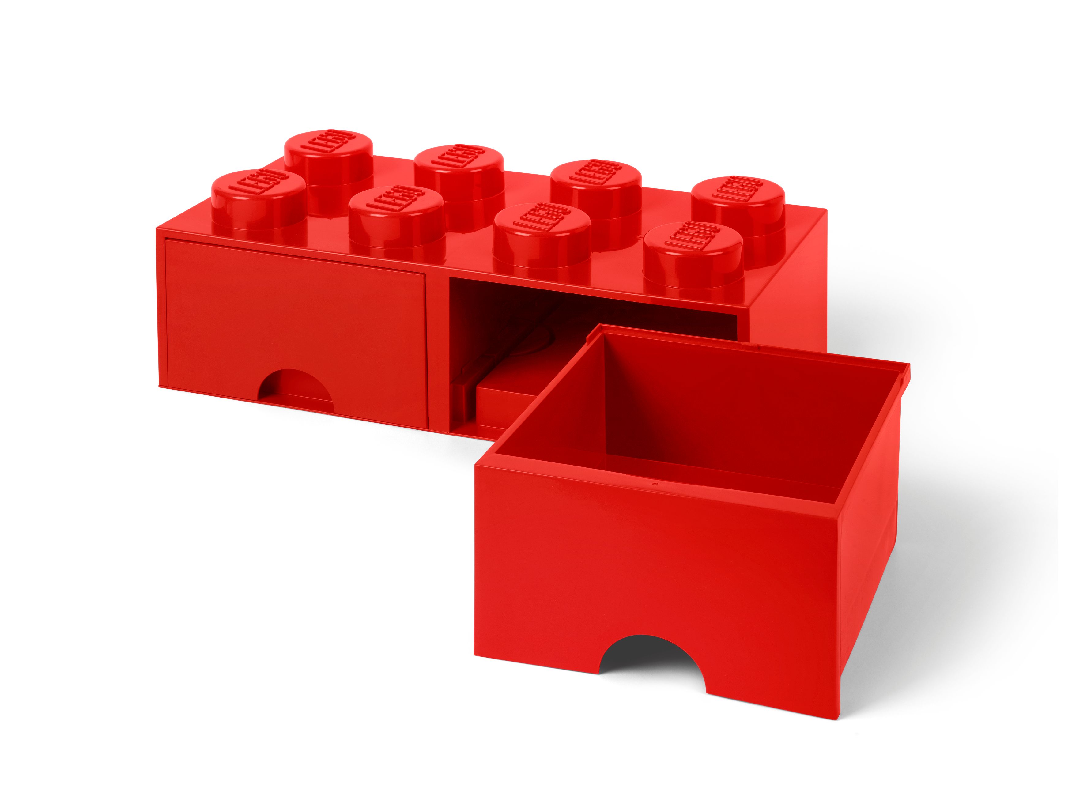 LEGO 8-knops rød opbevaringsklods med skuffer er landet
